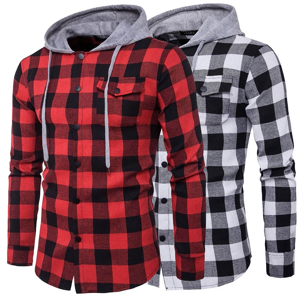 Men hoodies clothing Plaid Shirt Men Cotton New Male Casual Long Sleeve Shirt High Quality Man Clothes - integrityhomedecor