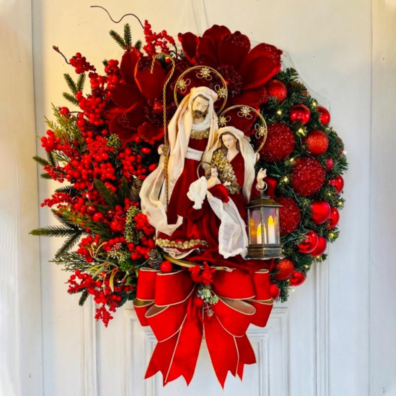 Sacred Christmas Wreath Image Of The Virgin-Mary - integrityhomedecor