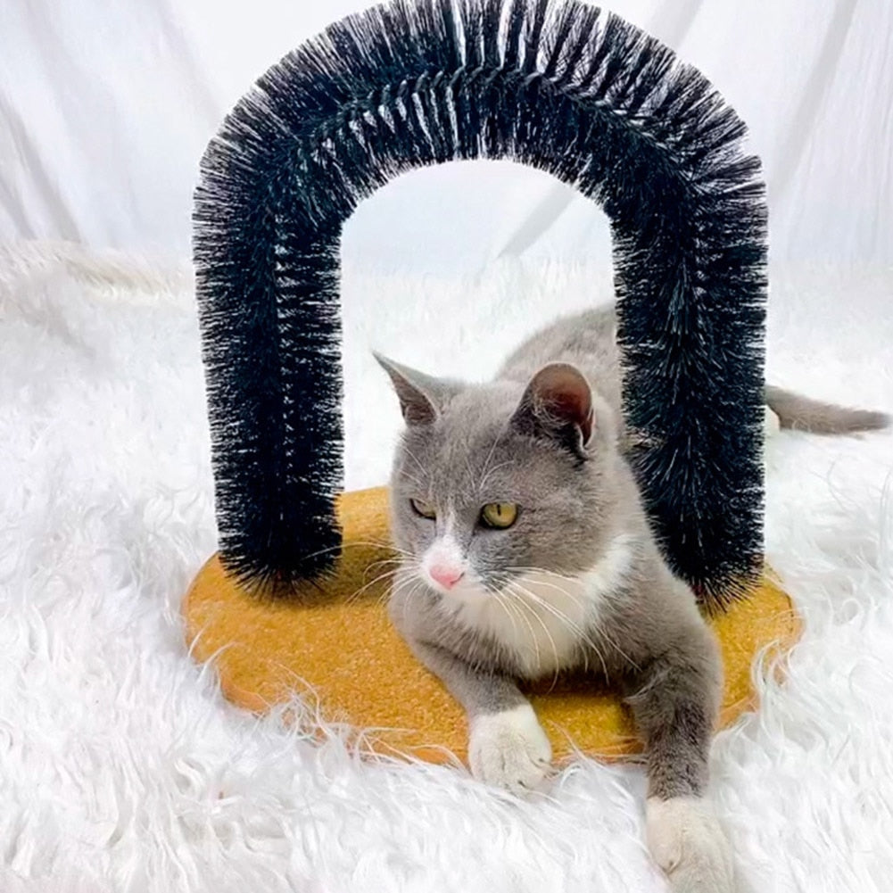 Funny Pet Massage Arch Automatic Brush Cat Toy Anti-skid Scratching Device Hair Cleaning Brush Relieve Itching Tool for Cats - integrityhomedecor