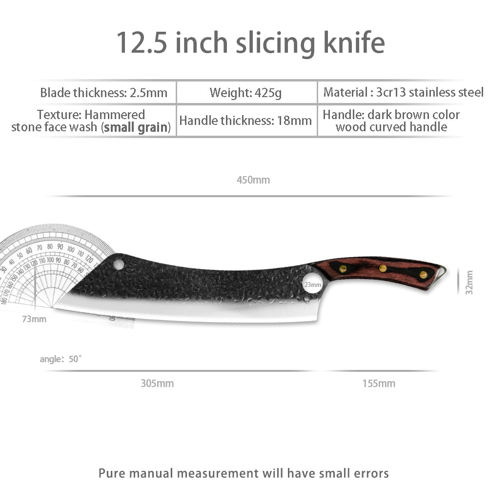 Sowoll Kitchen Knife High Carbon Steel 12 Inch Long Chef Knife Forged Vegetable Cooking Cleaver Cutting Slicer Meat Knife Tool - integrityhomedecor