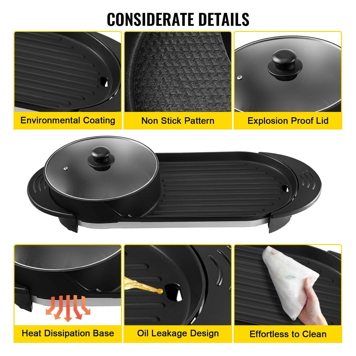 VEVOR 2 in 1 Electric BBQ Pan Grill - integrityhomedecor