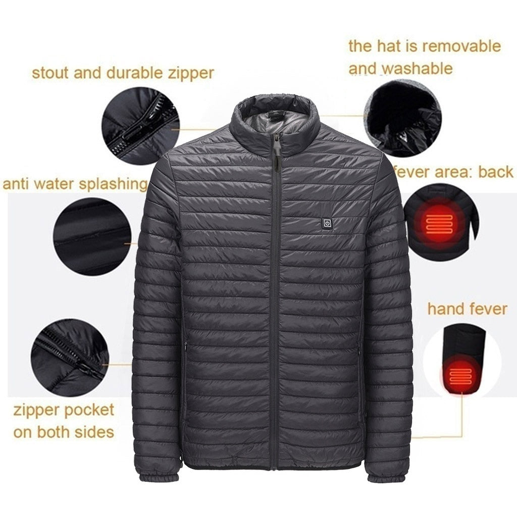 Men Heated Jacket USB Winter Outdoor Electric Heating Jackets Warm Sprots Thermal Coat Clothing Heatable Cotton jacket - integrityhomedecor