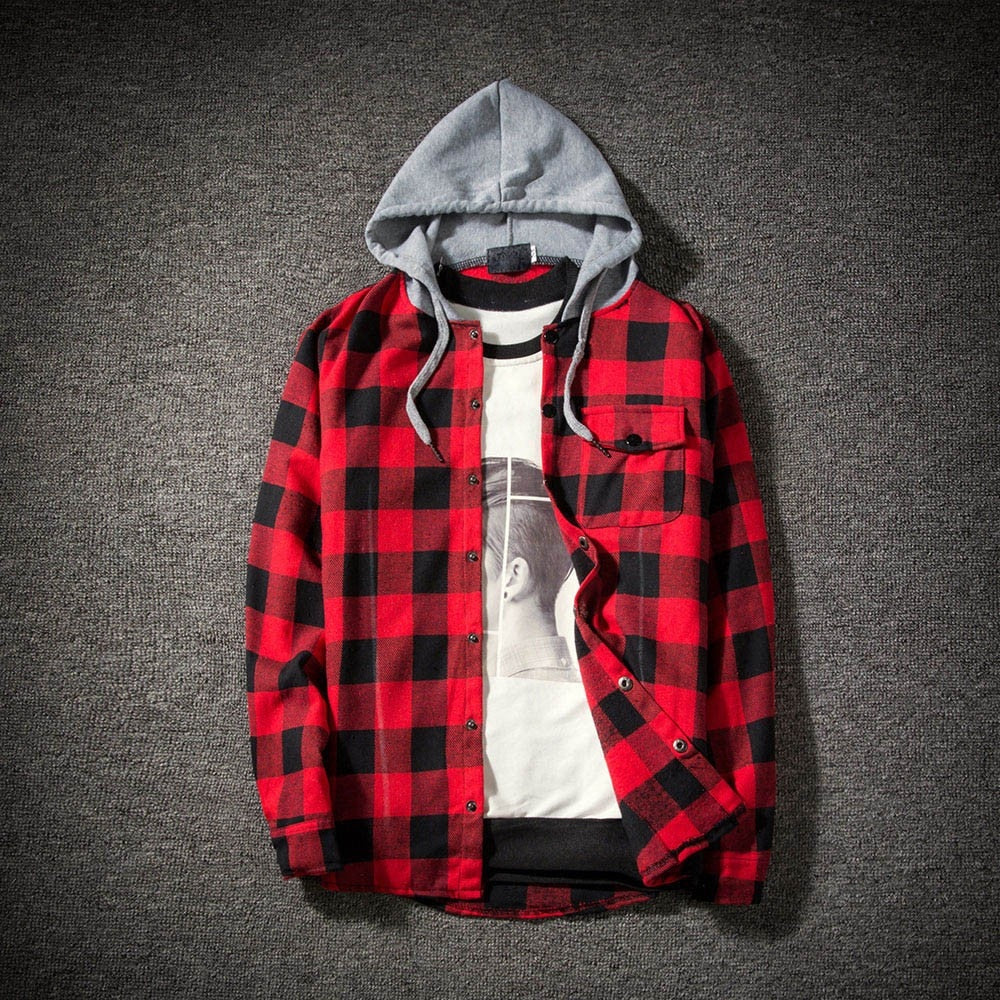 Men hoodies clothing Plaid Shirt Men Cotton New Male Casual Long Sleeve Shirt High Quality Man Clothes - integrityhomedecor