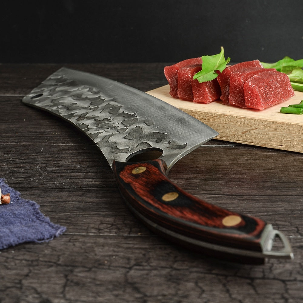 Sowoll Kitchen Knife High Carbon Steel 12 Inch Long Chef Knife Forged Vegetable Cooking Cleaver Cutting Slicer Meat Knife Tool - integrityhomedecor