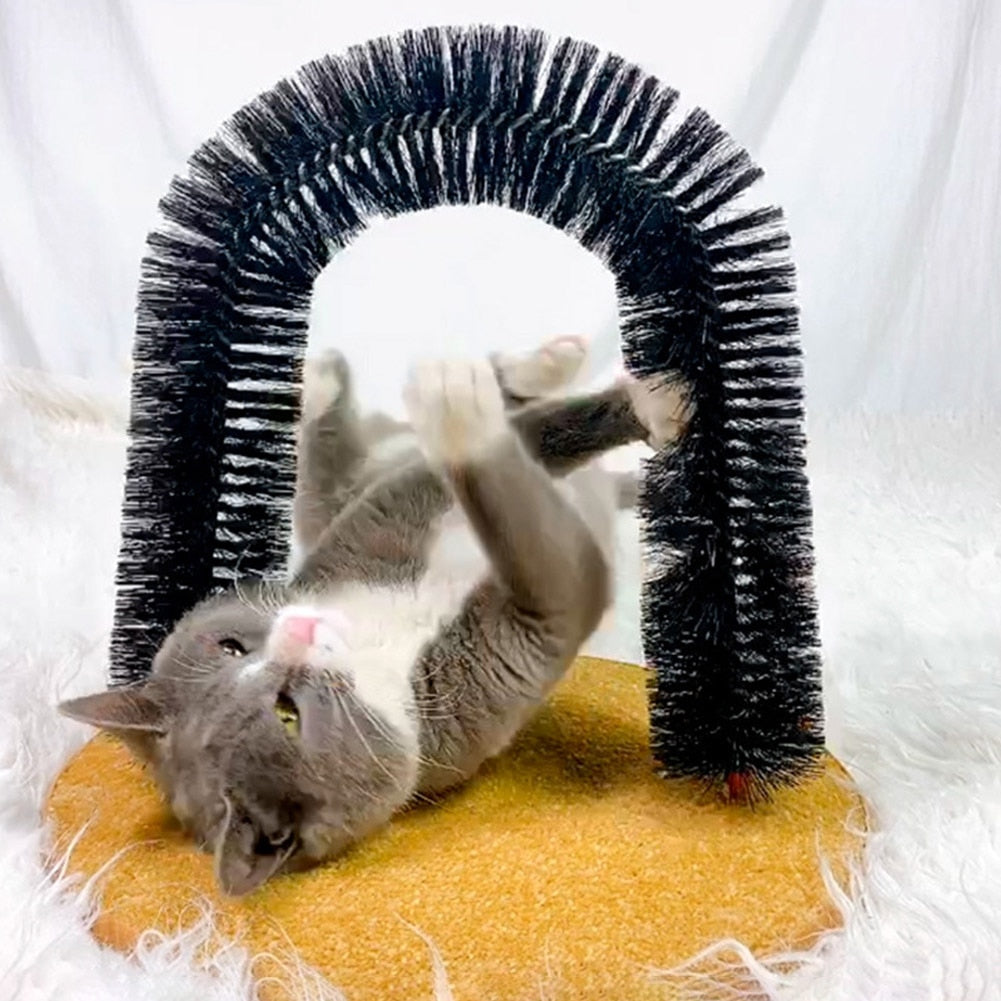 Funny Pet Massage Arch Automatic Brush Cat Toy Anti-skid Scratching Device Hair Cleaning Brush Relieve Itching Tool for Cats - integrityhomedecor