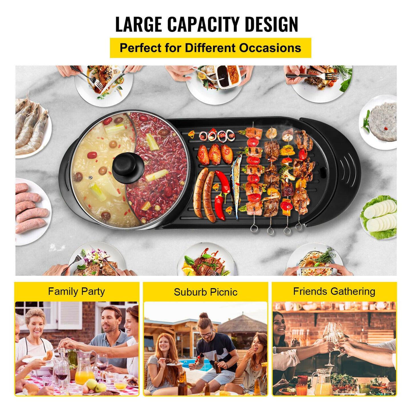 VEVOR 2 in 1 Electric BBQ Pan Grill - integrityhomedecor