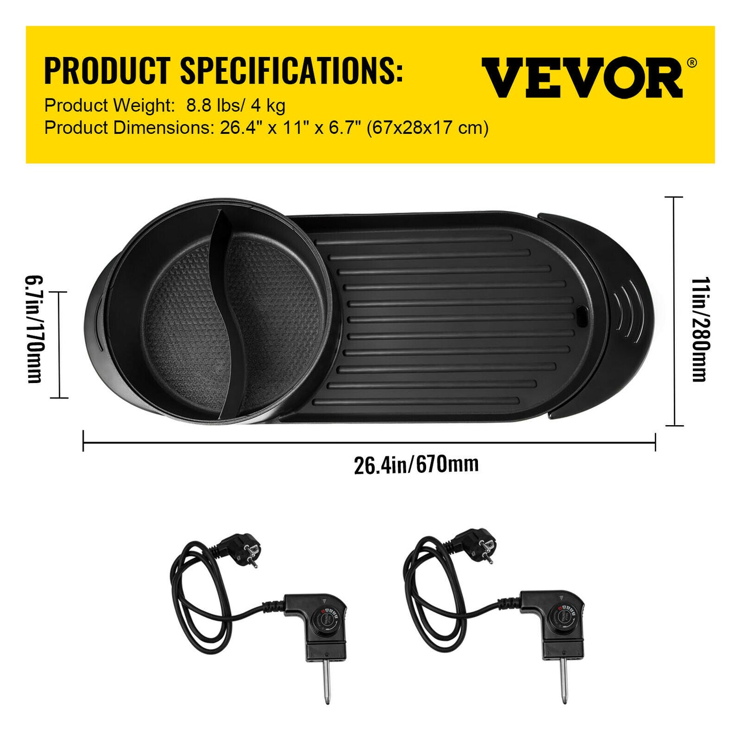 VEVOR 2 in 1 Electric BBQ Pan Grill - integrityhomedecor
