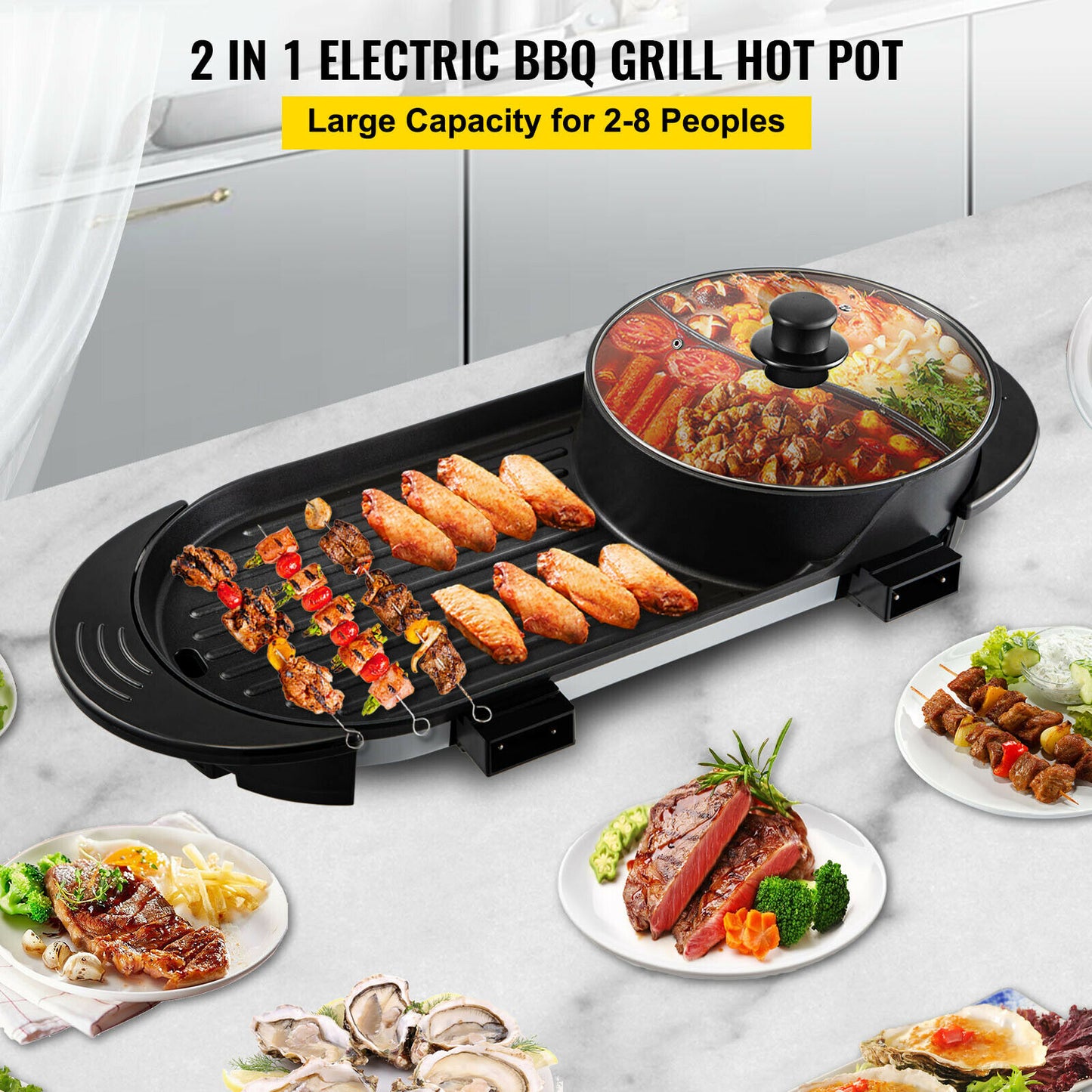 VEVOR 2 in 1 Electric BBQ Pan Grill - integrityhomedecor