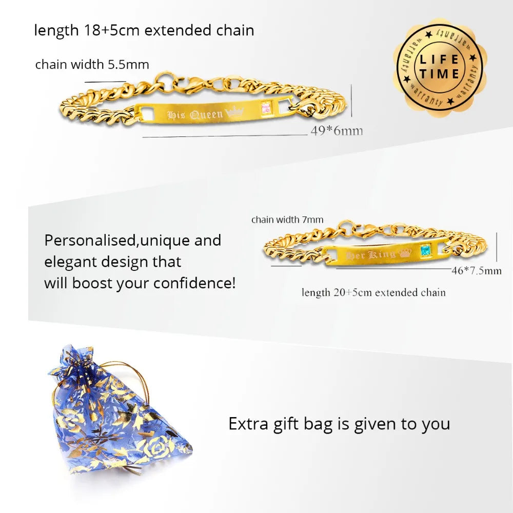 Gold Color Titanium Bracelet for Women and Men