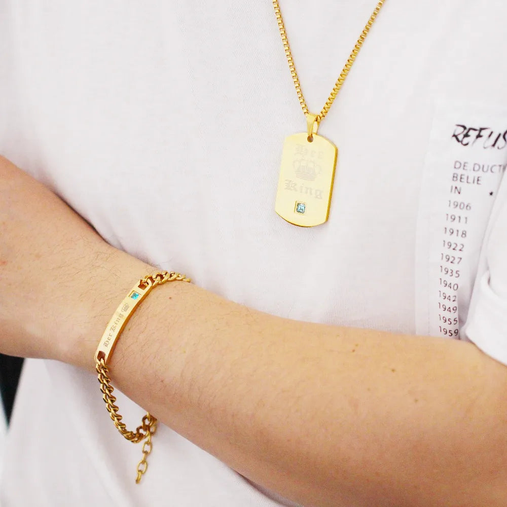 Gold Color Titanium Bracelet for Women and Men