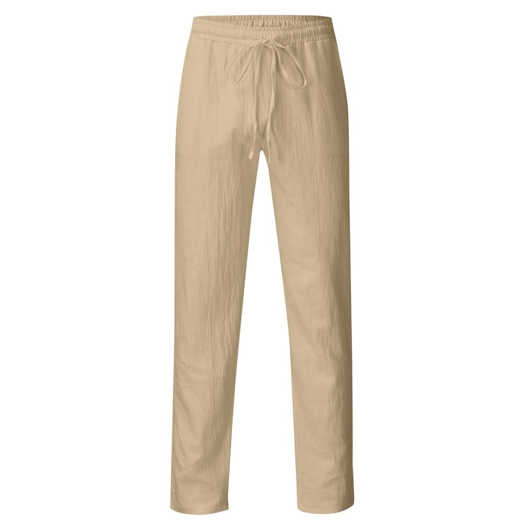 Men's Cotton Linen Pants Solid Casual Loose Men Clothing Elastic Waist Breathable Fitness Pants Pantalon Homme - integrityhomedecor