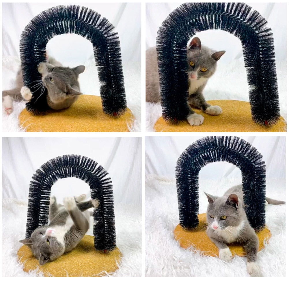 Funny Pet Massage Arch Automatic Brush Cat Toy Anti-skid Scratching Device Hair Cleaning Brush Relieve Itching Tool for Cats - integrityhomedecor