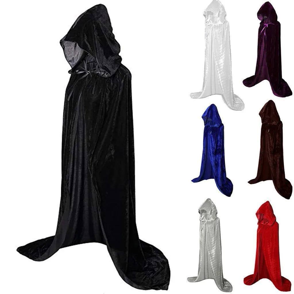 Hooded Cape Adult Unisex Long solid Costume for Halloween Party - integrityhomedecor