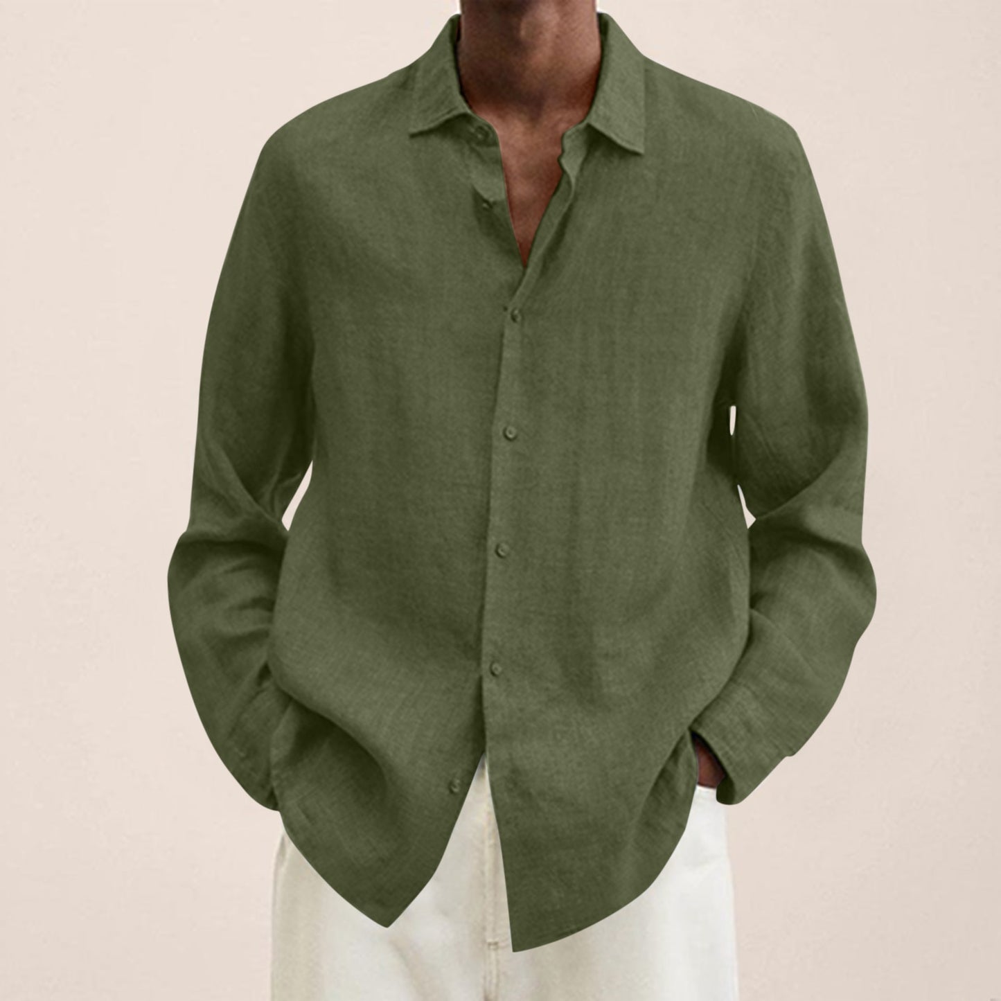 Cotton Linen Shirts For Men Casual Long Sleeve Shirts Blouses Solid Turn-Down Collar Handsome Shirts Male Clothing - integrityhomedecor