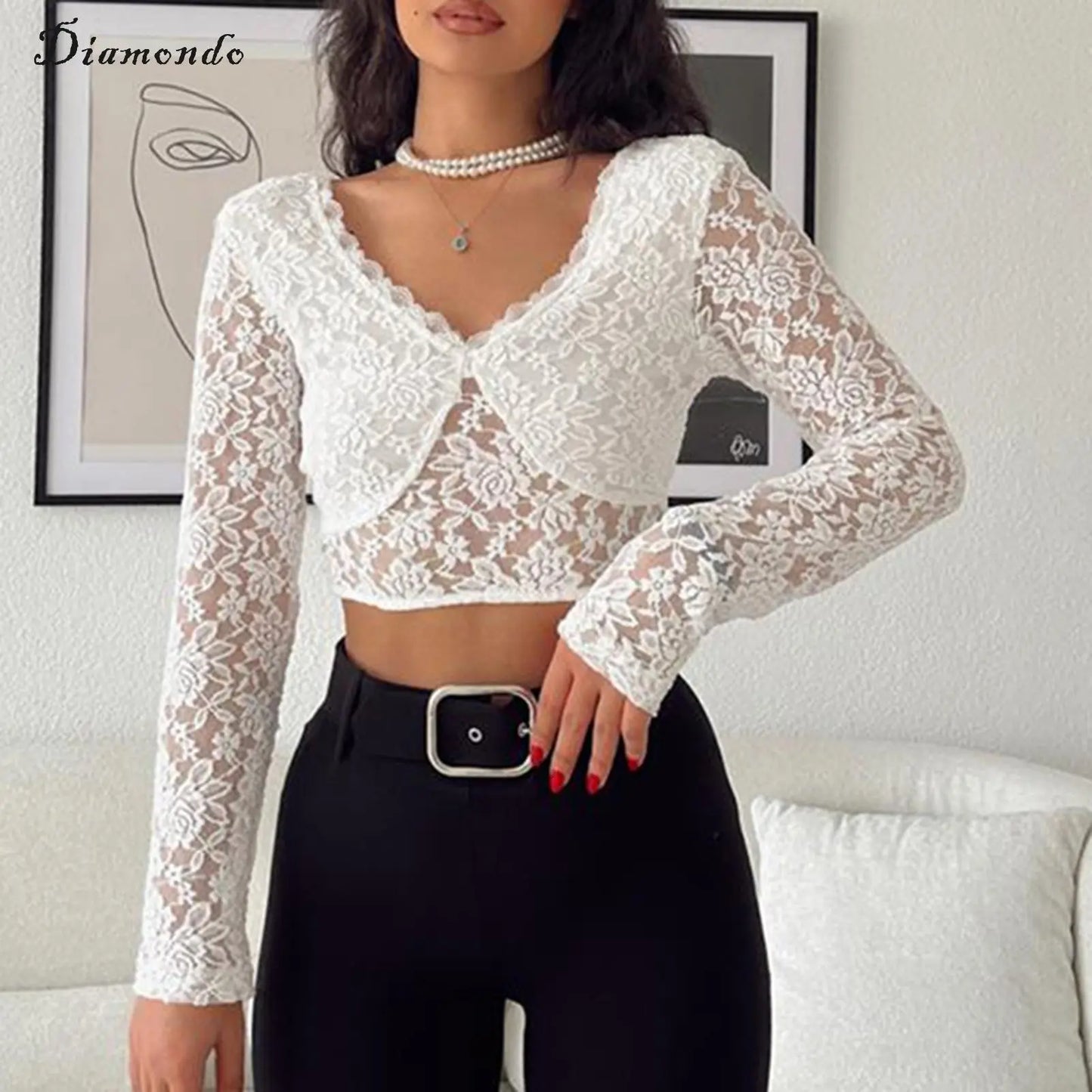 Women Lace Cami Top Long Sleeve Ladies Backless Tank - integrityhomedecor