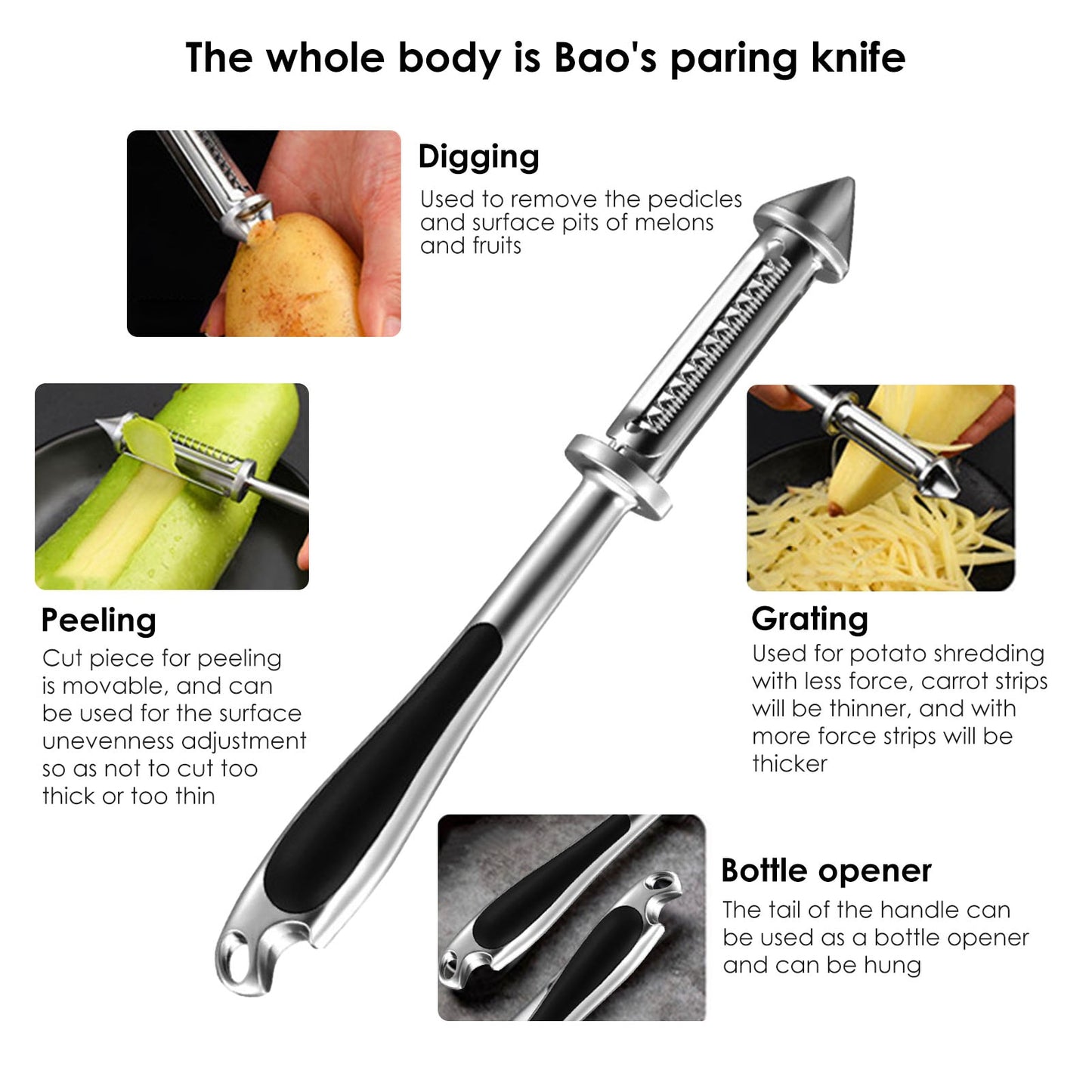Vegetable Peeler Stainless Steel 2 In 1 Potato Peelers With Non-slip Handle Kitchen Peelers For Carrot Cucumber Gadget Vegetable - integrityhomedecor