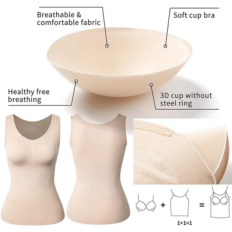 Women Shaper Cami Bra Shapewear Tummy Control Compression Undershirt