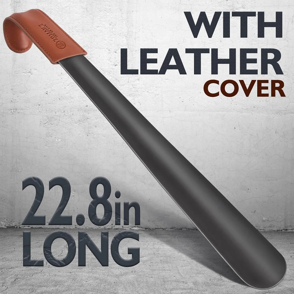 2pc Metal Shoe Horn Leather Long Handle