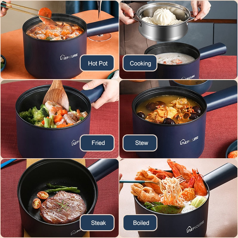 220V Mini Electric Cooker Multi-Function All-In-One Pot Double Layer Household Noodle Cooker Non-Stick Hot Pot Kitchen Tool - integrityhomedecor