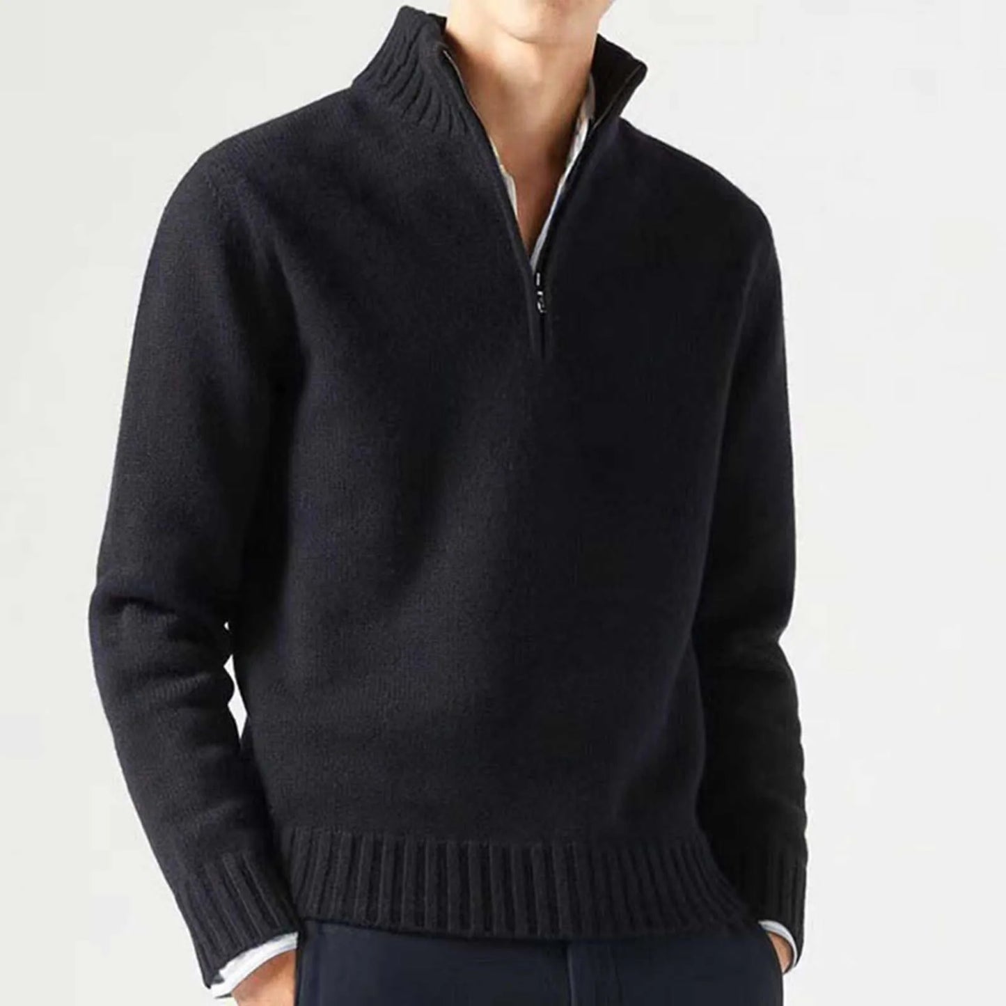 Turtleneck Sweater Zip Up Men's Knitted Thick Pullover Cashmere - integrityhomedecor