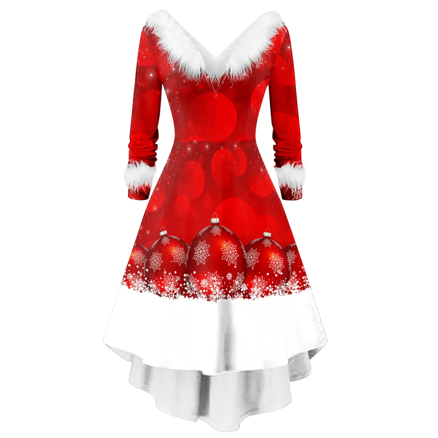 Female Elegant Casual Christmas Santa Snowflakes Fluff Printed Pattern - integrityhomedecor