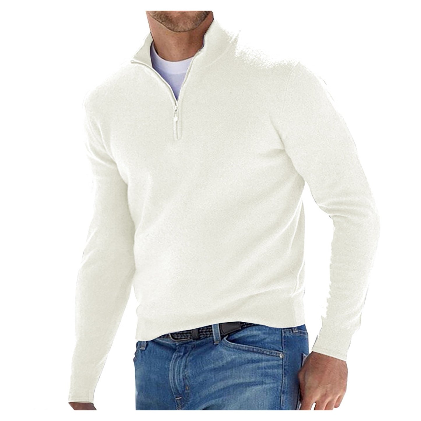 Pullover Men Autumn Thick Warm Knitted Solid Long Sleeve Turtleneck Sweaters Half Zip Warm Fleece Comfy Clothing - integrityhomedecor