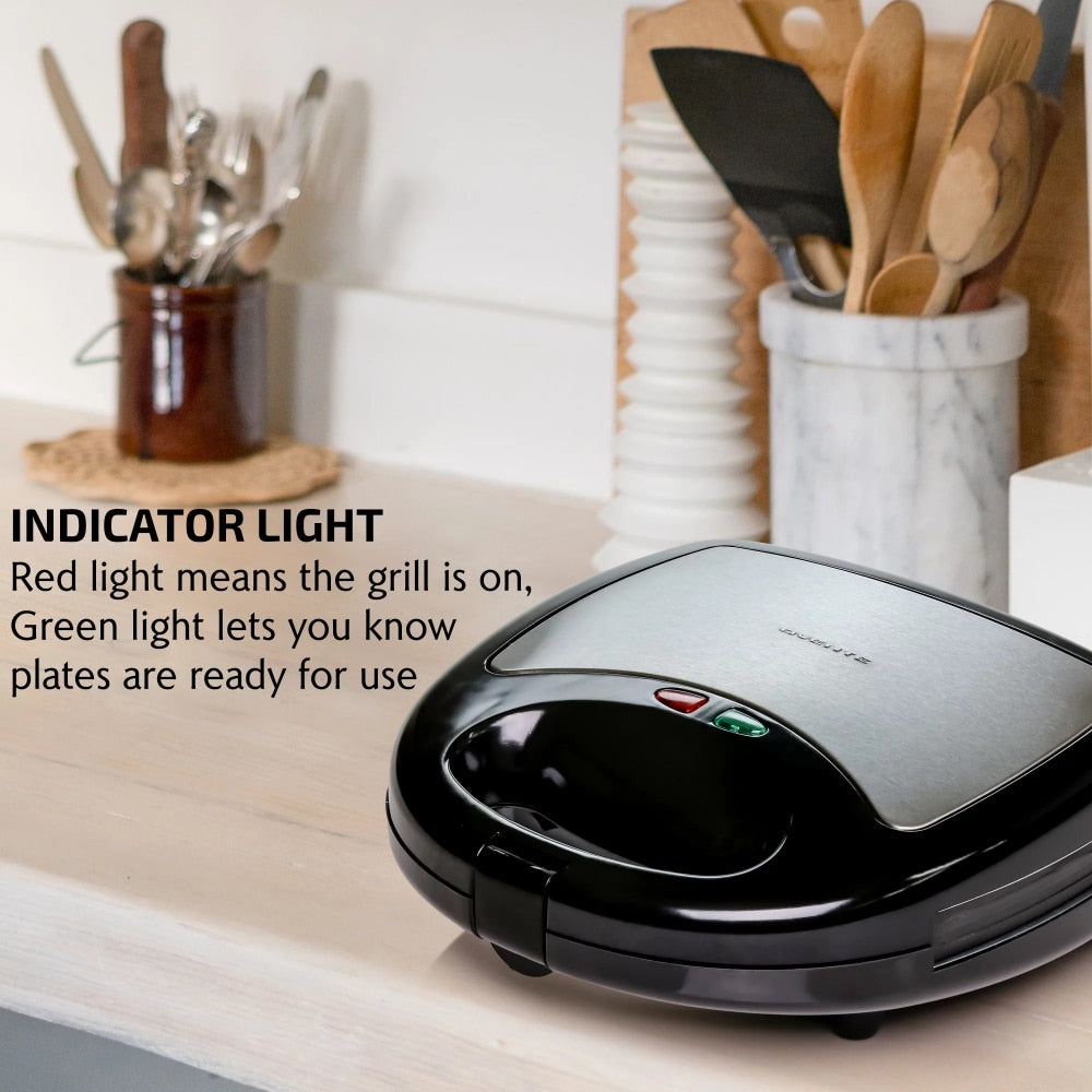Grill and Waffle Maker with 3 Removable Non-Stick Plates - integrityhomedecor