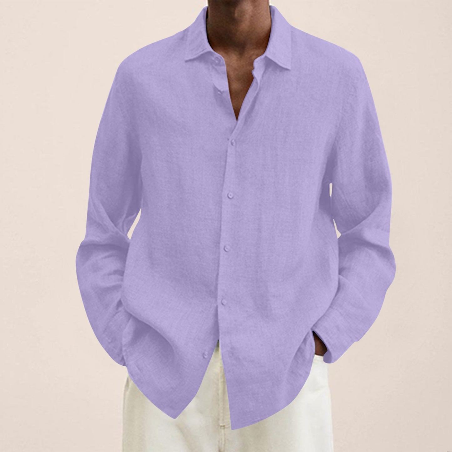 Cotton Linen Shirts For Men Casual Long Sleeve Shirts Blouses Solid Turn-Down Collar Handsome Shirts Male Clothing - integrityhomedecor