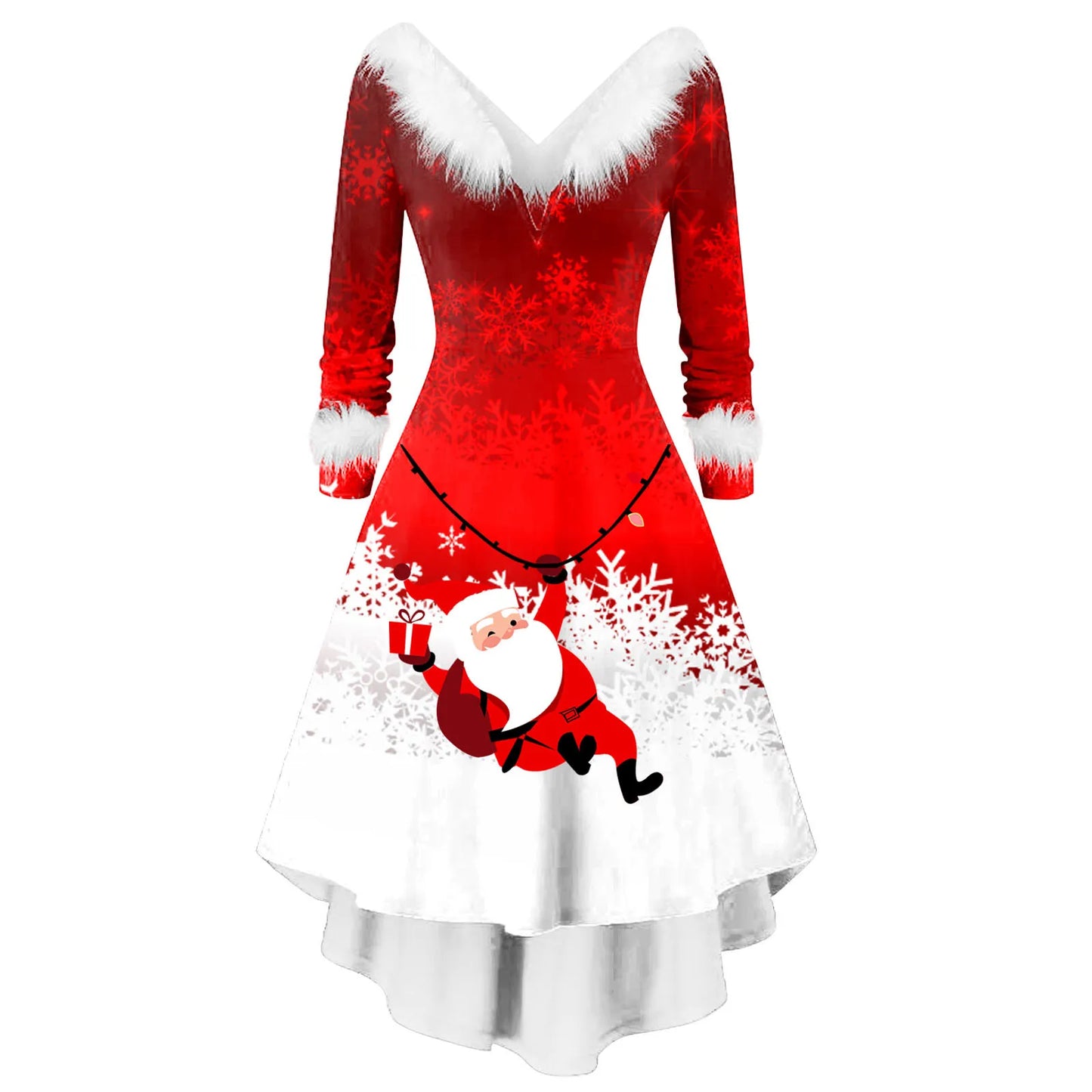Female Elegant Casual Christmas Santa Snowflakes Fluff Printed Pattern - integrityhomedecor