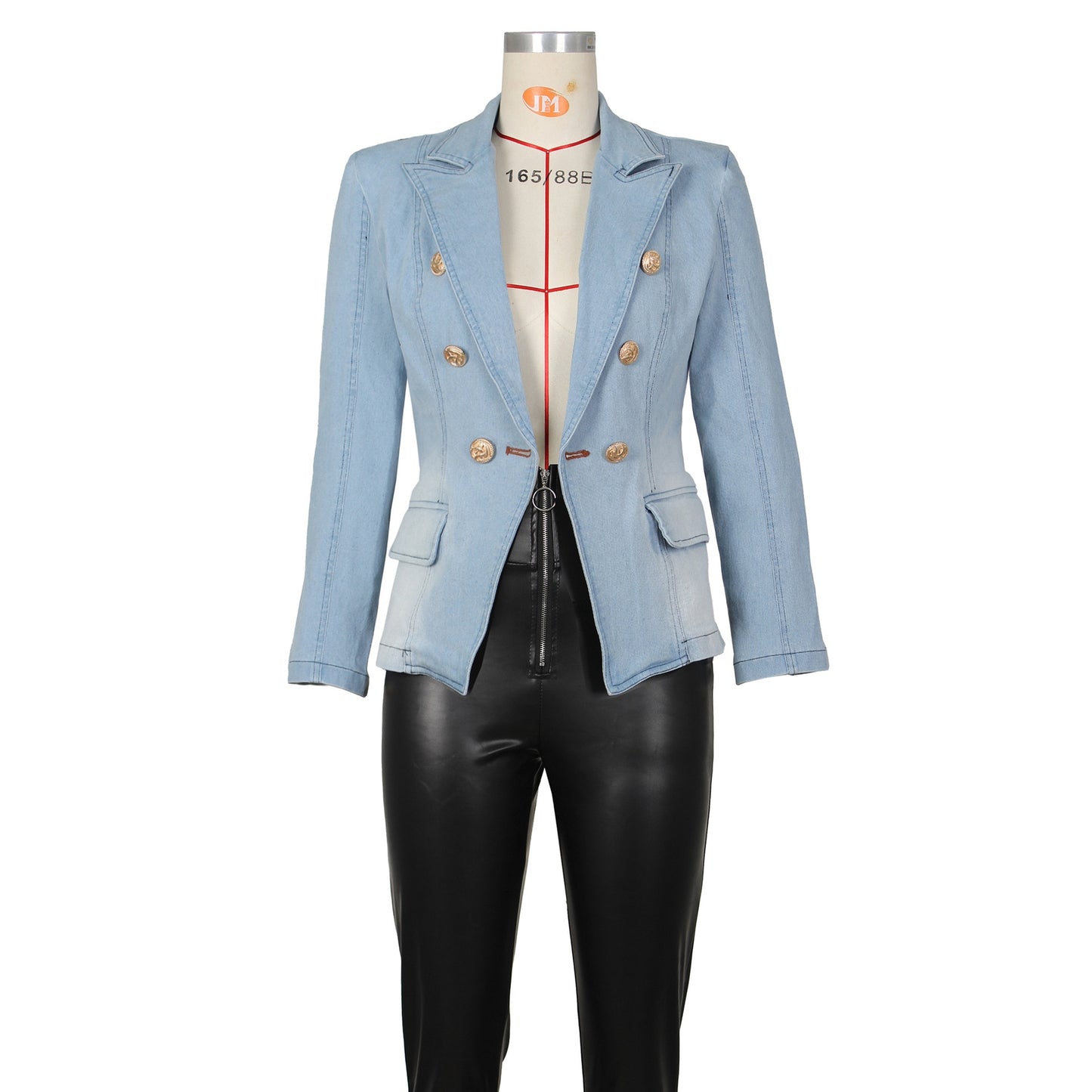 Women's Long Sleeve Denim Blazer Jacket - integrityhomedecor