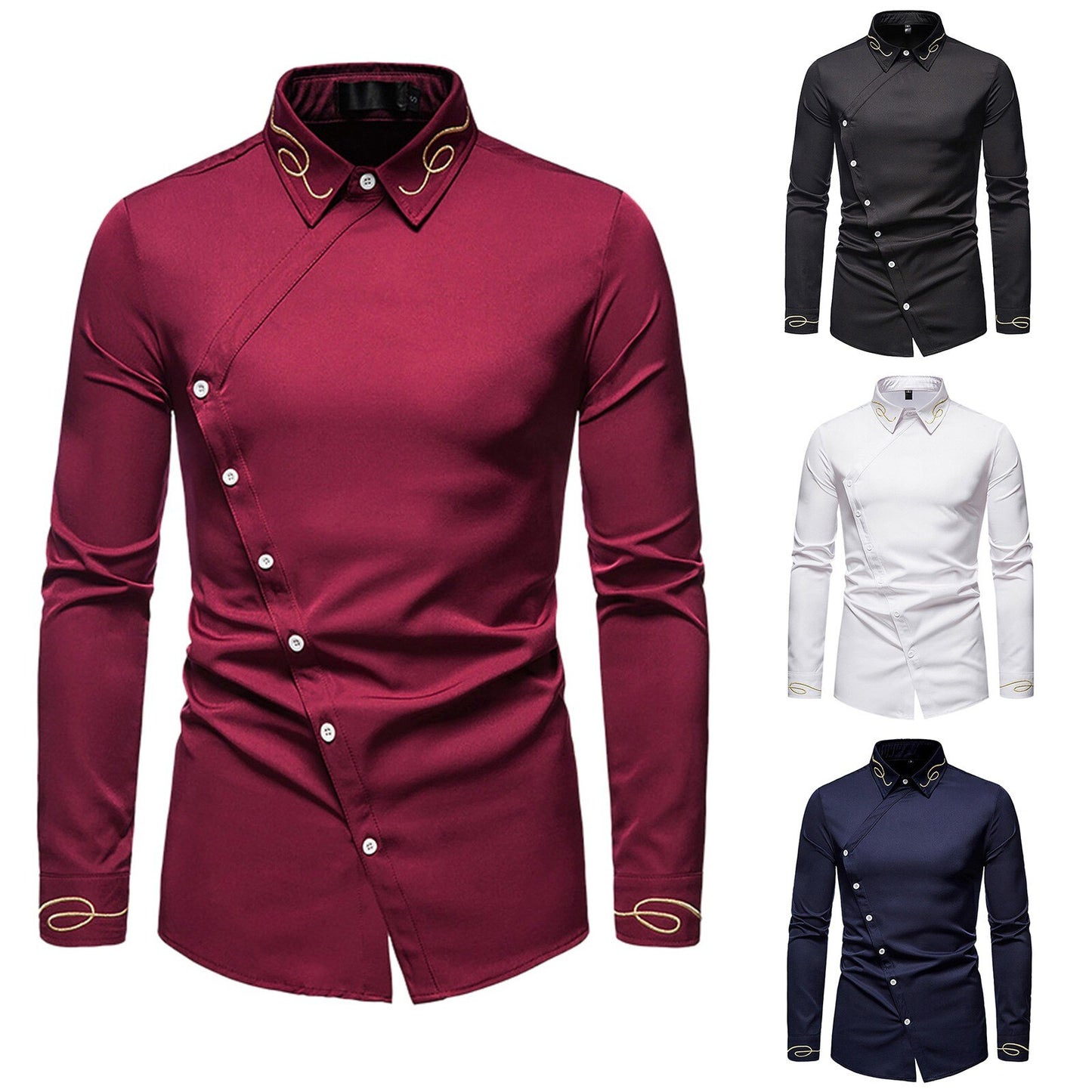 Men’s Long Sleeve Dress Shirt Solid Color Elegant Clothing - integrityhomedecor