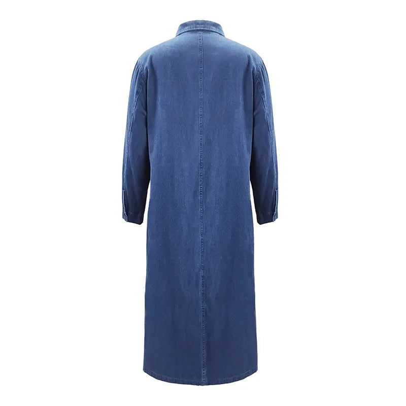 Single Breasted Denim Dresses Women's Clothing Pocket Long Sleeve - integrityhomedecor