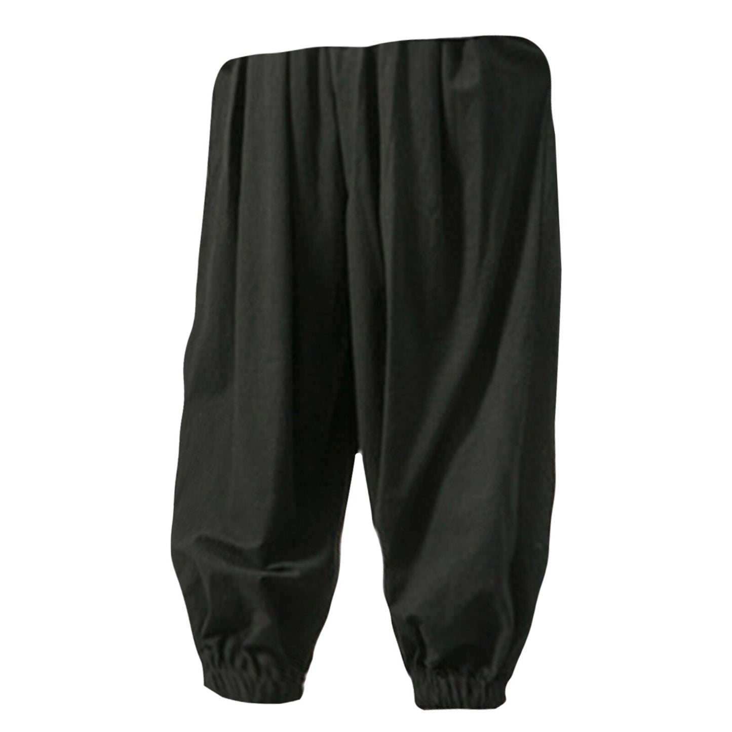 Men's trousers Japanese Cotton Linen Cropped Pants Loose Wide-Legged - integrityhomedecor
