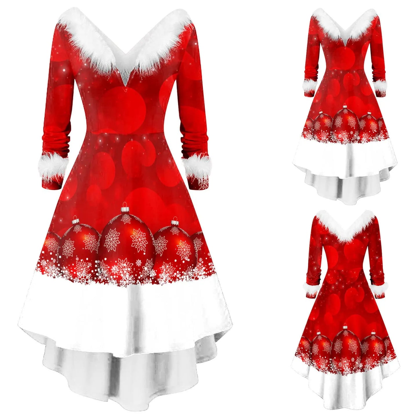 Female Elegant Casual Christmas Santa Snowflakes Fluff Printed Pattern - integrityhomedecor