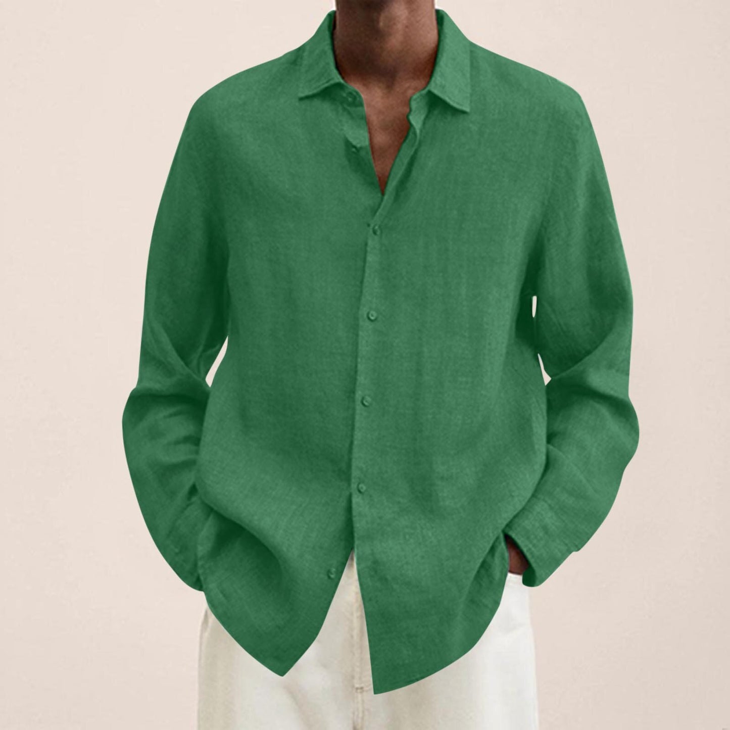 Cotton Linen Shirts For Men Casual Long Sleeve Shirts Blouses Solid Turn-Down Collar Handsome Shirts Male Clothing - integrityhomedecor