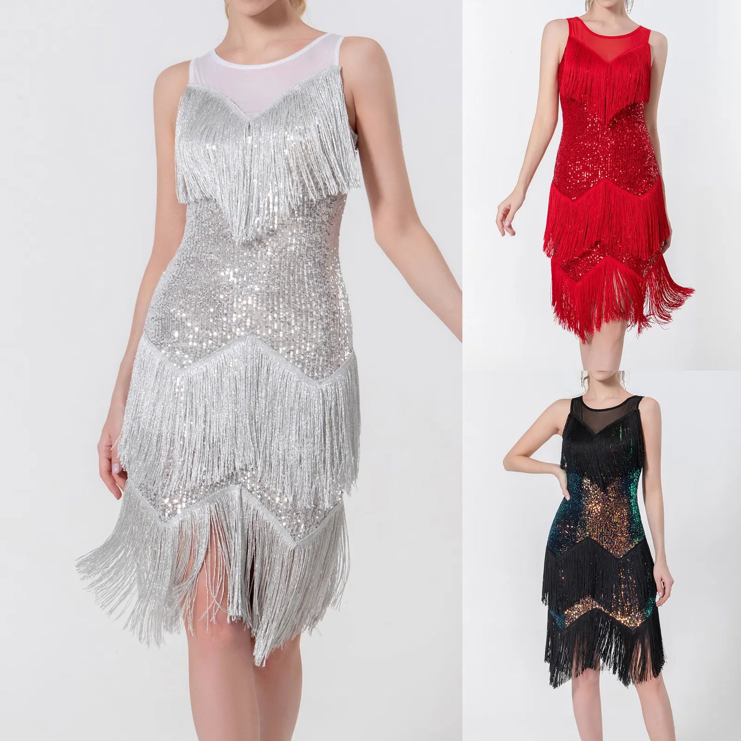 Dance Competition Dress Fringe Costume Sparkling Shiny Sequin - integrityhomedecor