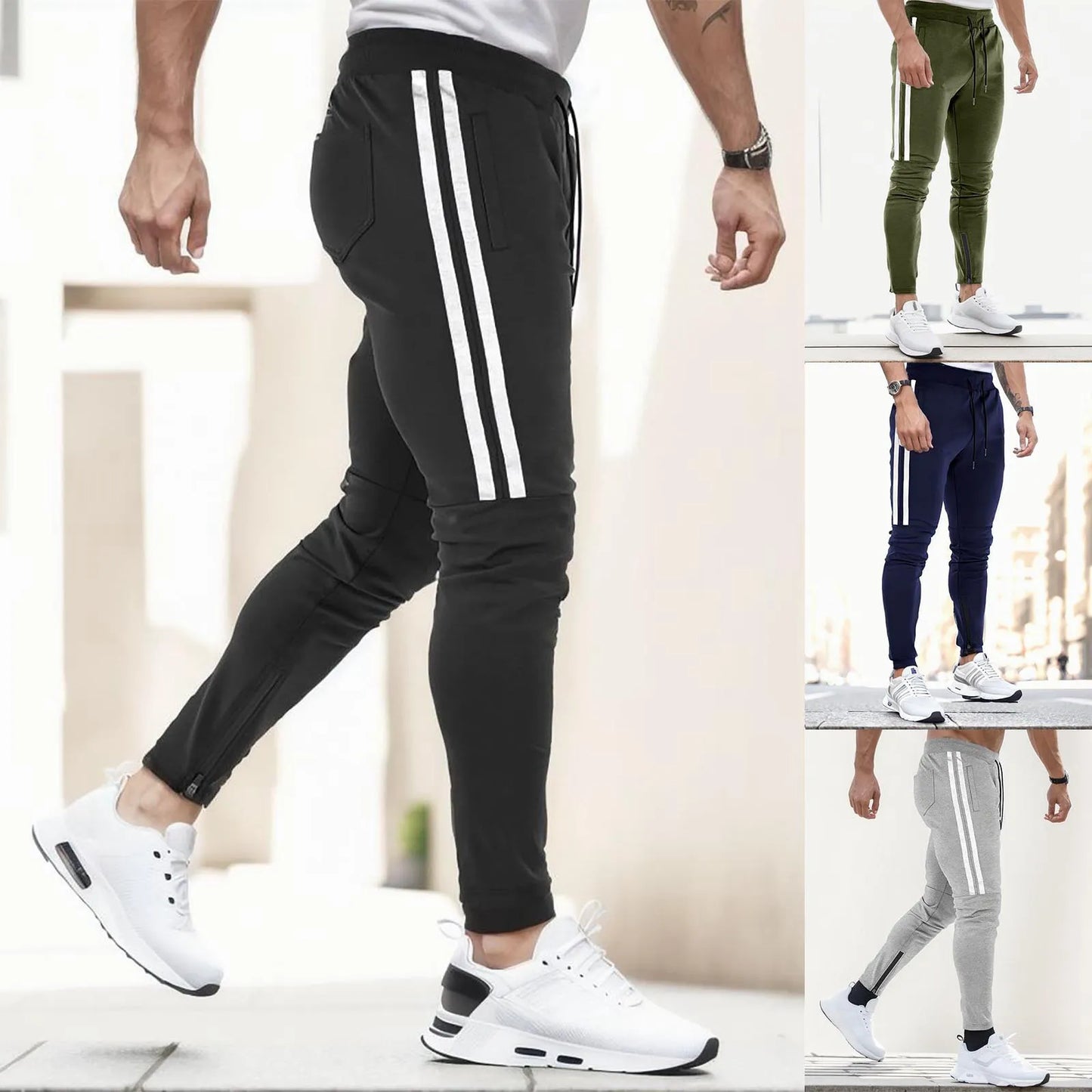 Men's Pants Striped Drawstring Jogging Clothing - integrityhomedecor