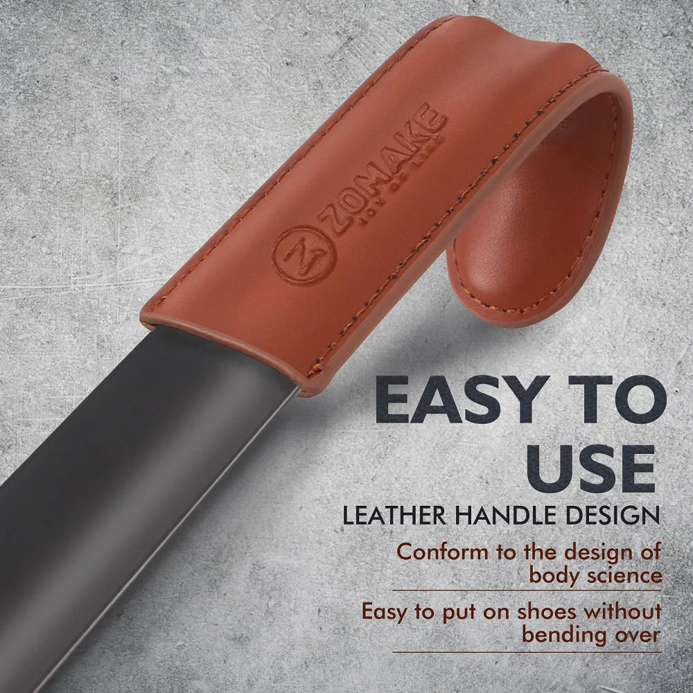 2pc Metal Shoe Horn Leather Long Handle
