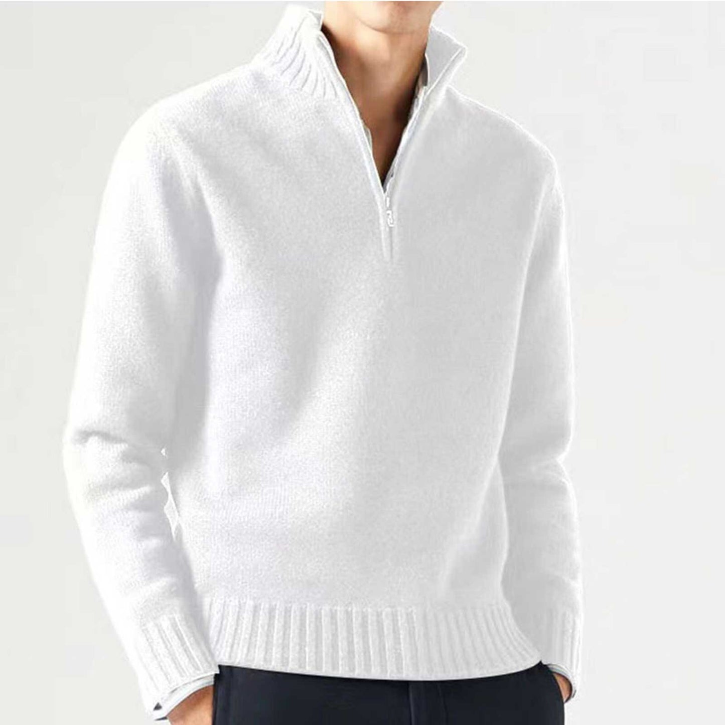 Turtleneck Sweater Zip Up Men's Knitted Thick Pullover Cashmere - integrityhomedecor