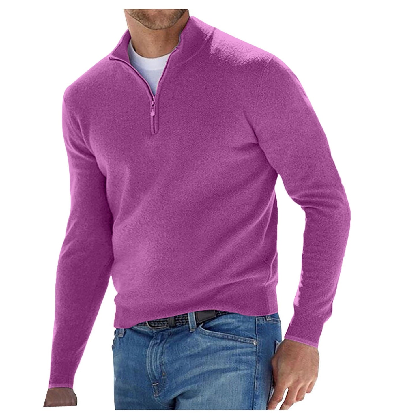 Pullover Men Autumn Thick Warm Knitted Solid Long Sleeve Turtleneck Sweaters Half Zip Warm Fleece Comfy Clothing - integrityhomedecor