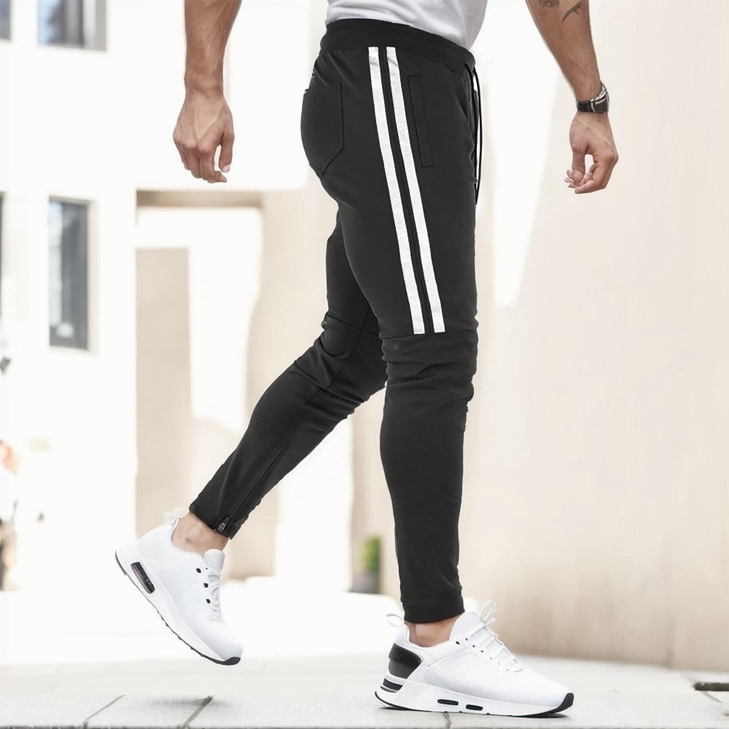 Men's Pants Striped Drawstring Jogging Clothing - integrityhomedecor