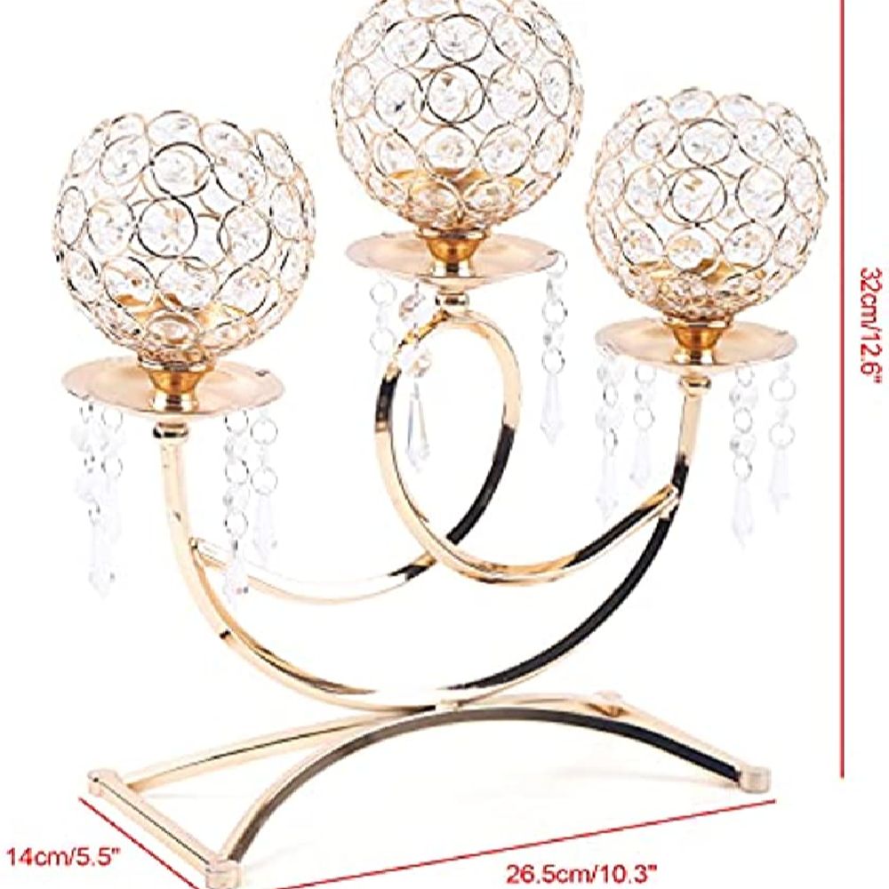 Crystal Gold Candle Holders - integrityhomedecor