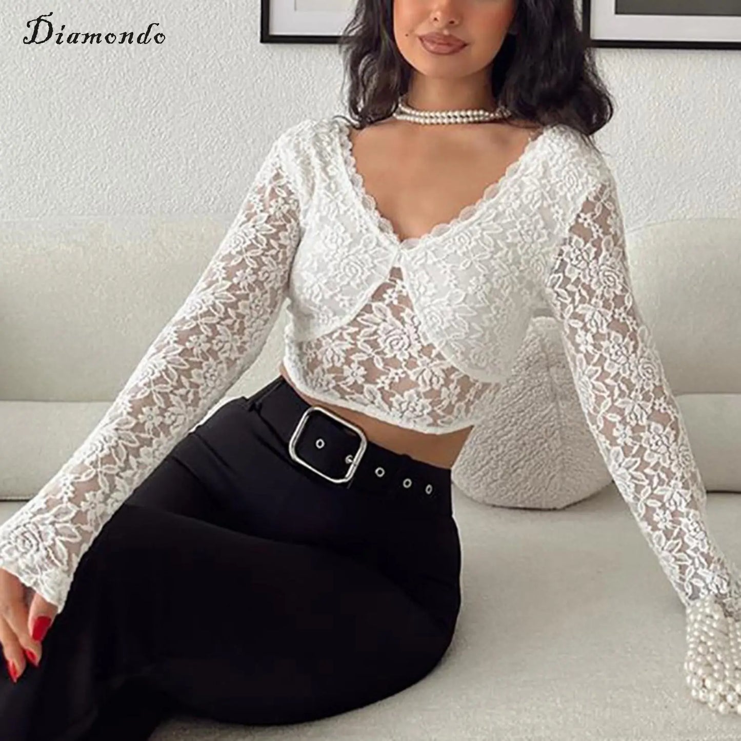Women Lace Cami Top Long Sleeve Ladies Backless Tank - integrityhomedecor