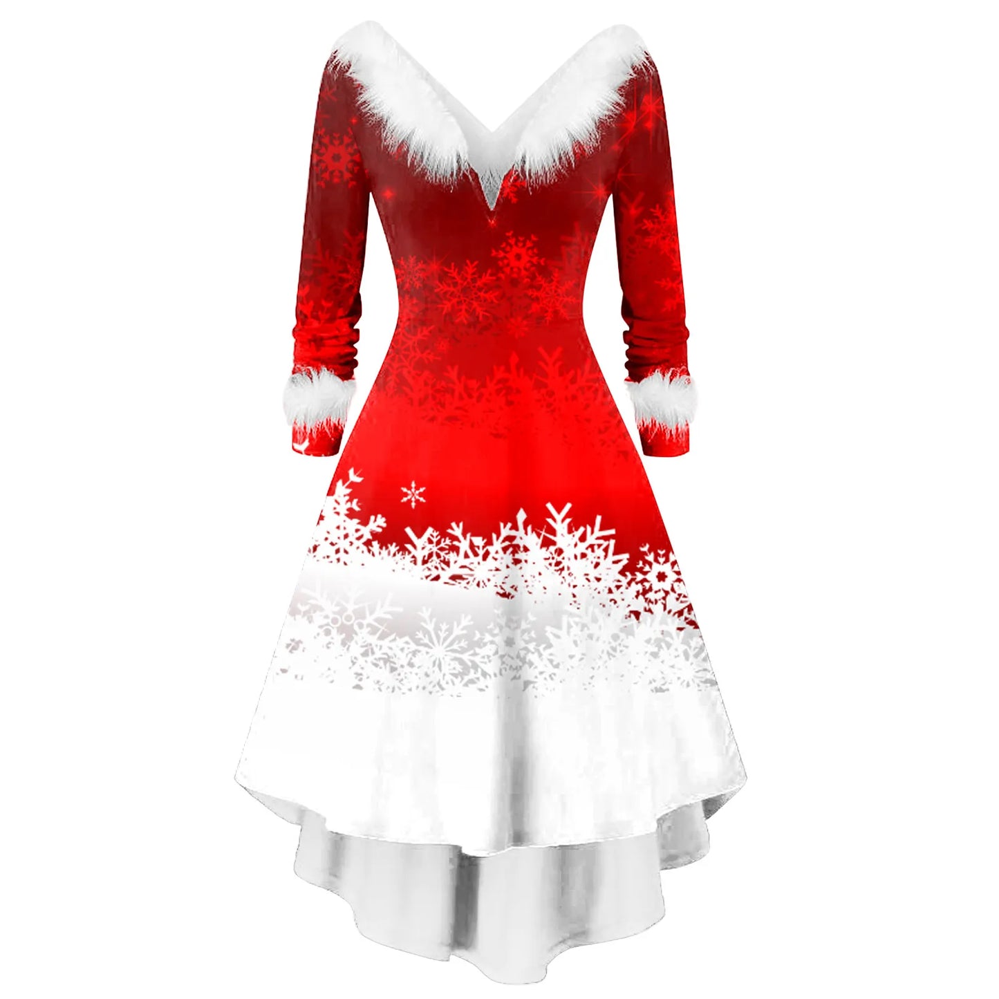 Female Elegant Casual Christmas Santa Snowflakes Fluff Printed Pattern - integrityhomedecor