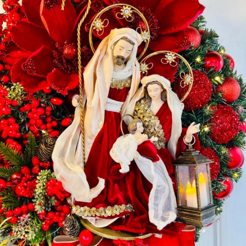 Sacred Christmas Wreath Image Of The Virgin-Mary - integrityhomedecor