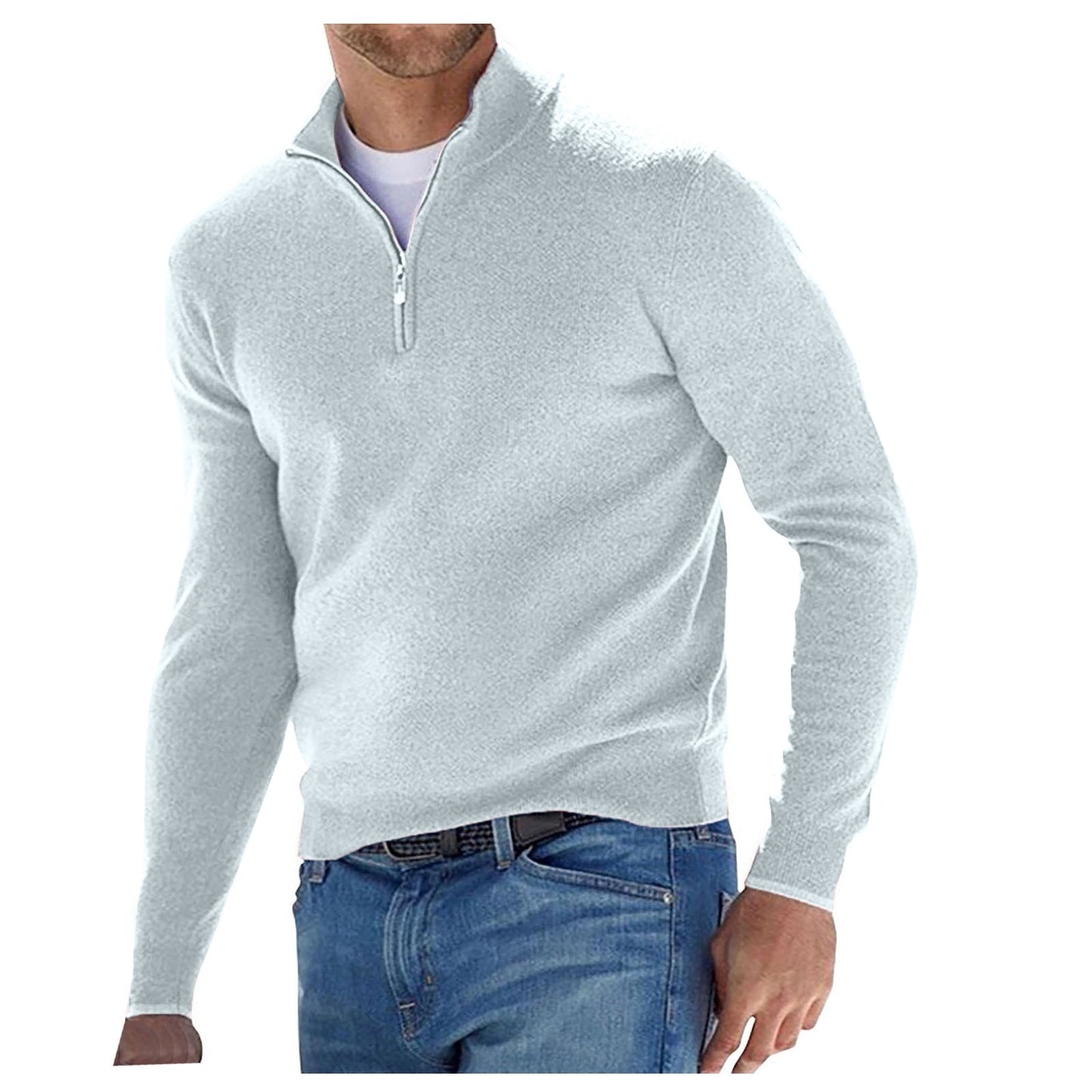 Pullover Men Autumn Thick Warm Knitted Solid Long Sleeve Turtleneck Sweaters Half Zip Warm Fleece Comfy Clothing - integrityhomedecor