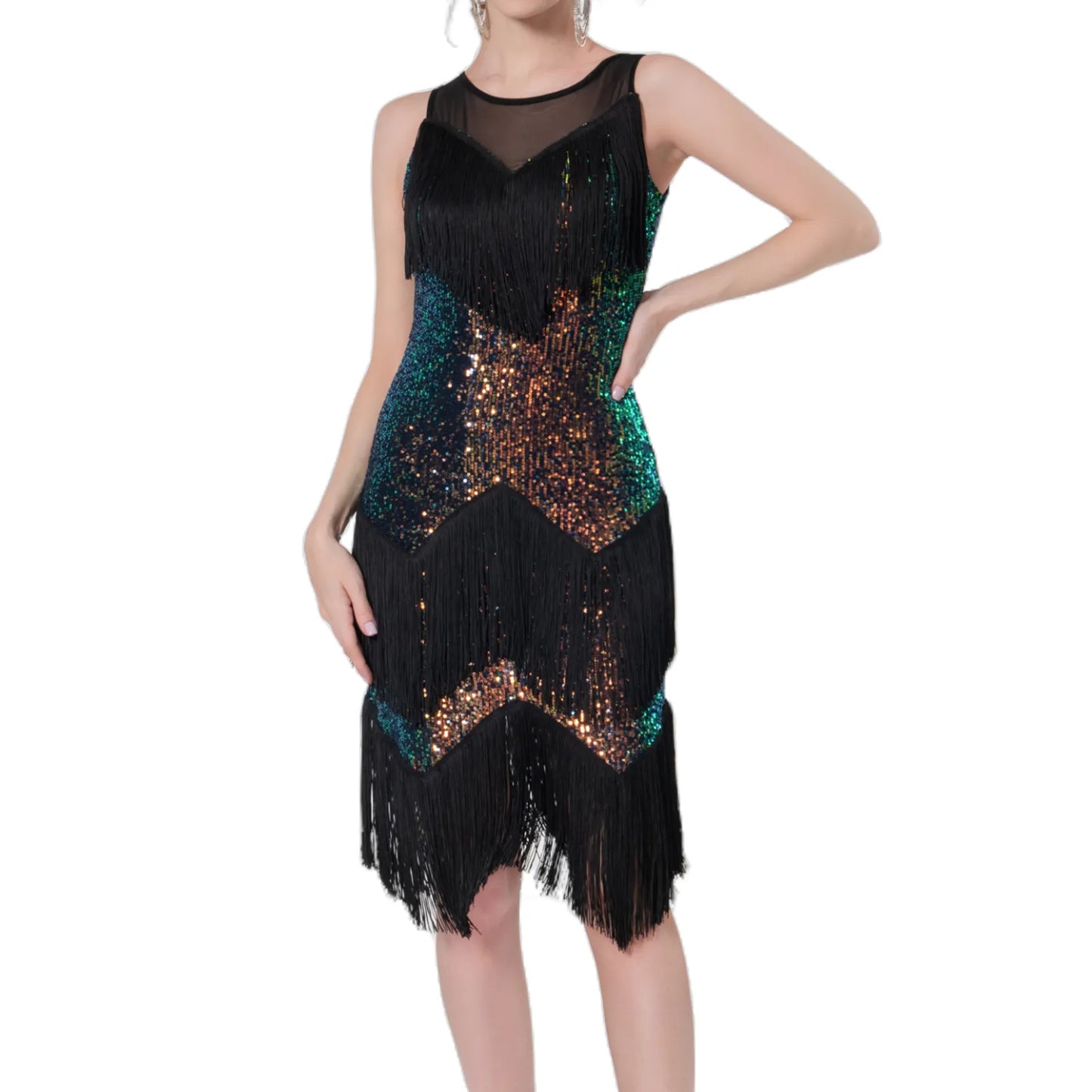 Dance Competition Dress Fringe Costume Sparkling Shiny Sequin - integrityhomedecor