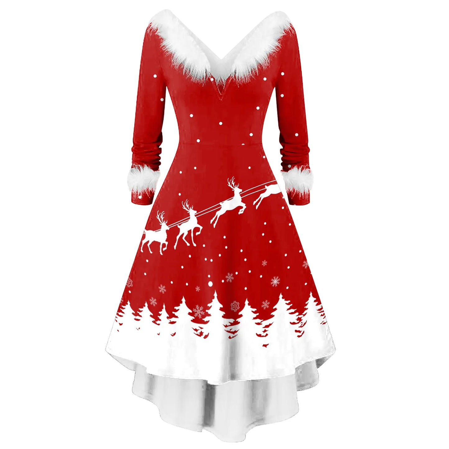 Female Elegant Casual Christmas Santa Snowflakes Fluff Printed Pattern - integrityhomedecor
