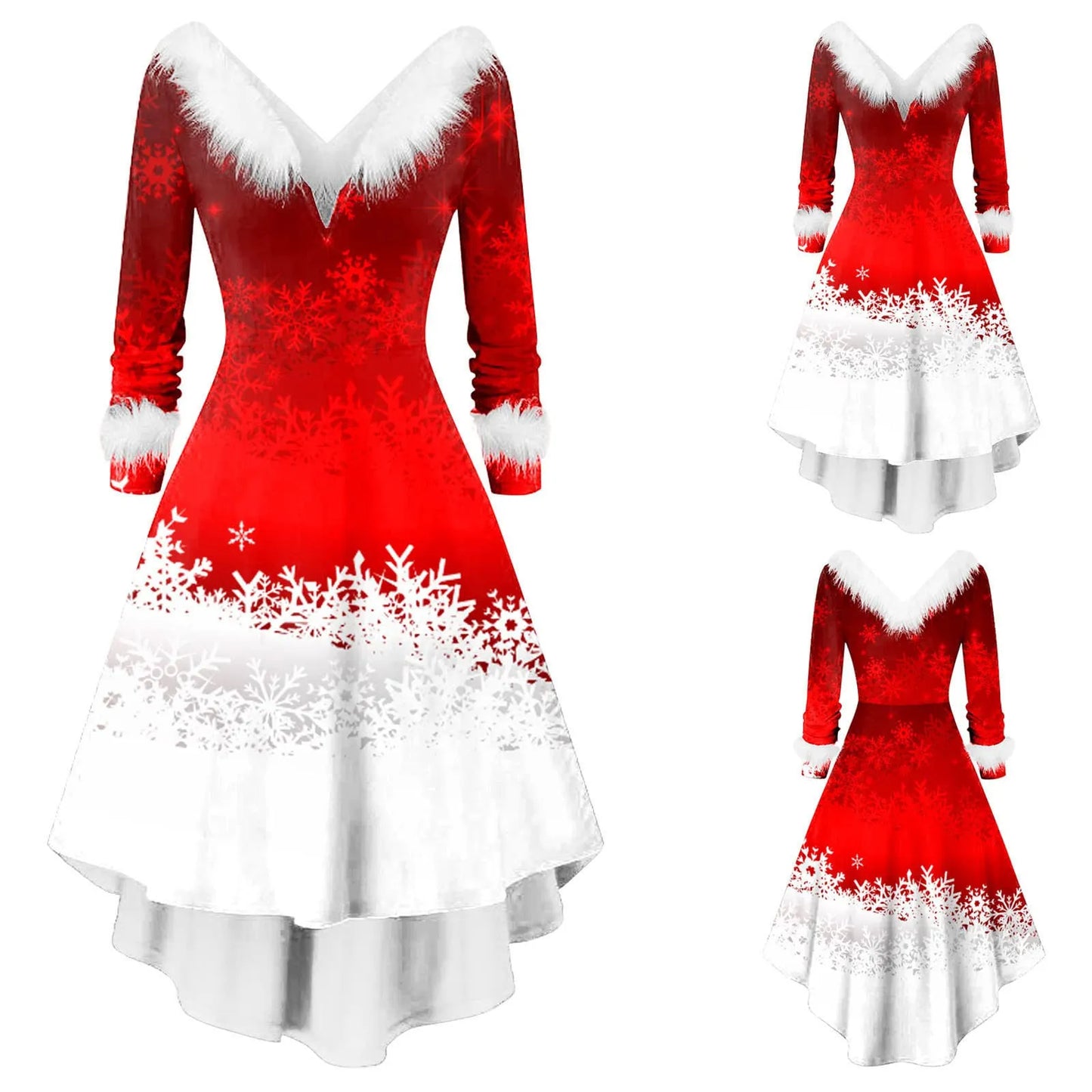 Female Elegant Casual Christmas Santa Snowflakes Fluff Printed Pattern - integrityhomedecor