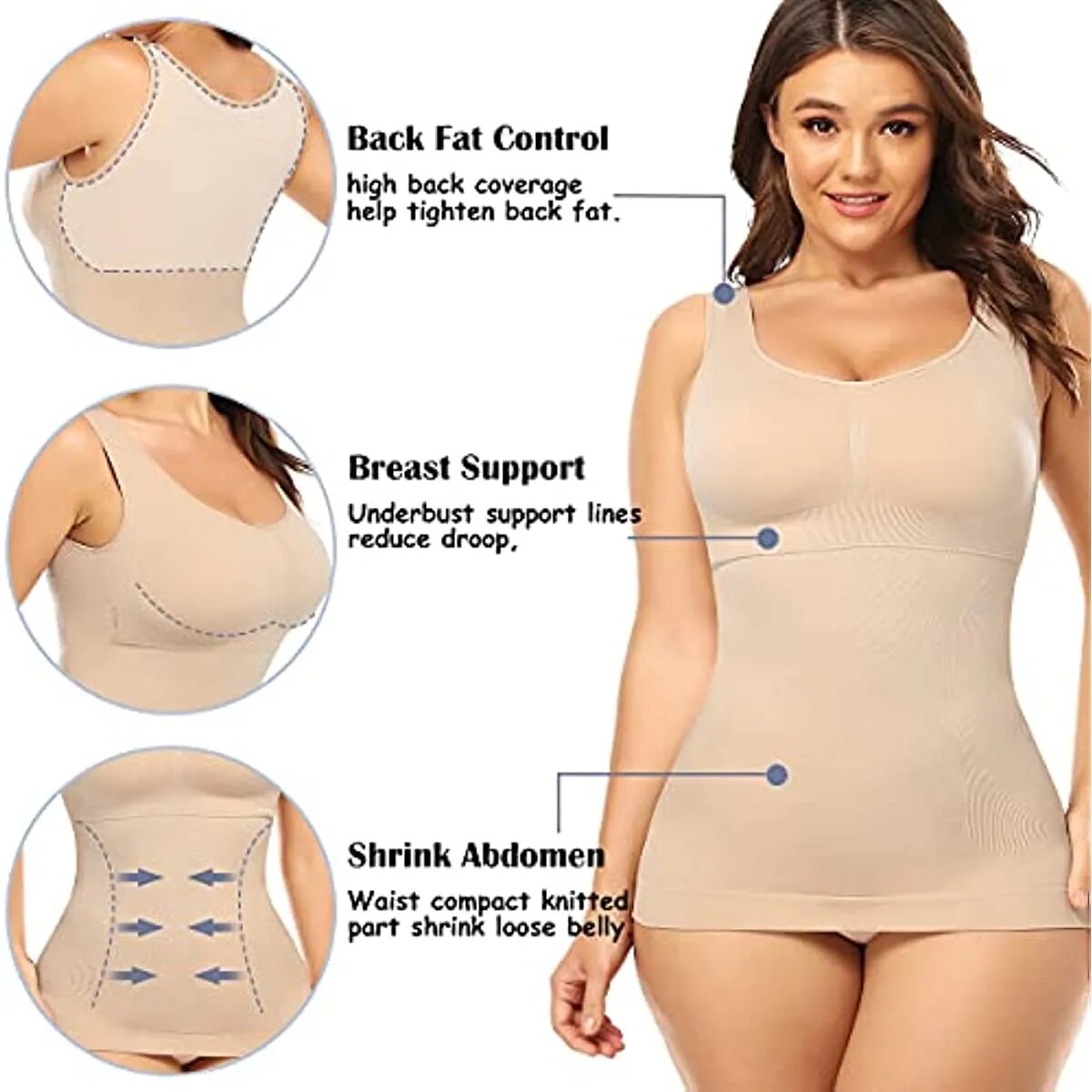 Women Shaper Cami Bra Shapewear Tummy Control Compression Undershirt